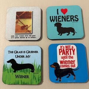 Set of 4 Dachshund Wiener Dog Coasters Funny Dog Lover Gift Home Bar Decor